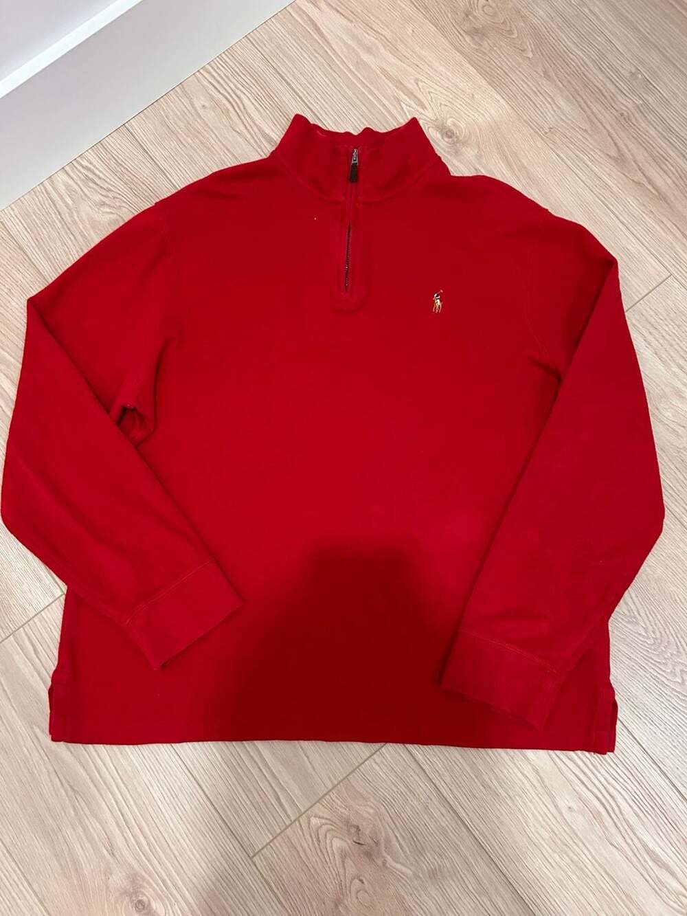 Polo Ralph Lauren Estate-Rib Quarter-Zip Pullover Size L Red